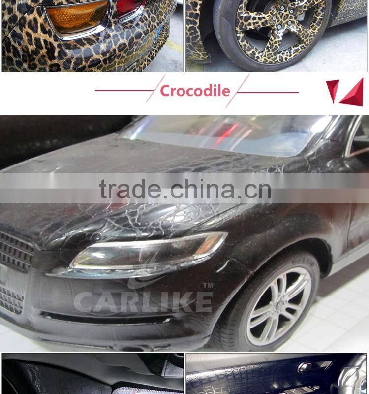 CARLIKE Waterproof Black Snake Skin Self Adhesive Sticker
