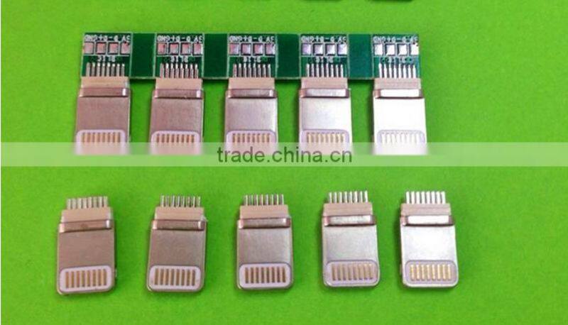 wholesale iphone connector,gold-plated iphone 5s/6 male USB connector with PCB