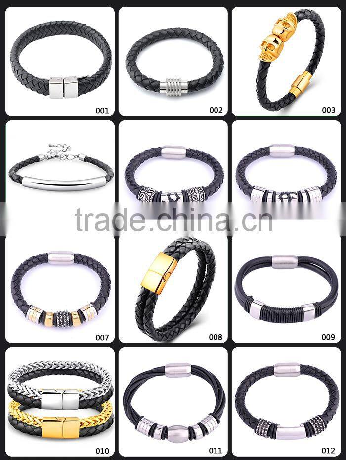 Ally Express Wholesale Bracelet Black Leather Lion Men Bracelet