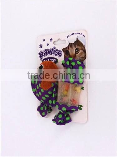 Promotional best quality fish & candy shaped cat toy treat ball with ring bell inside