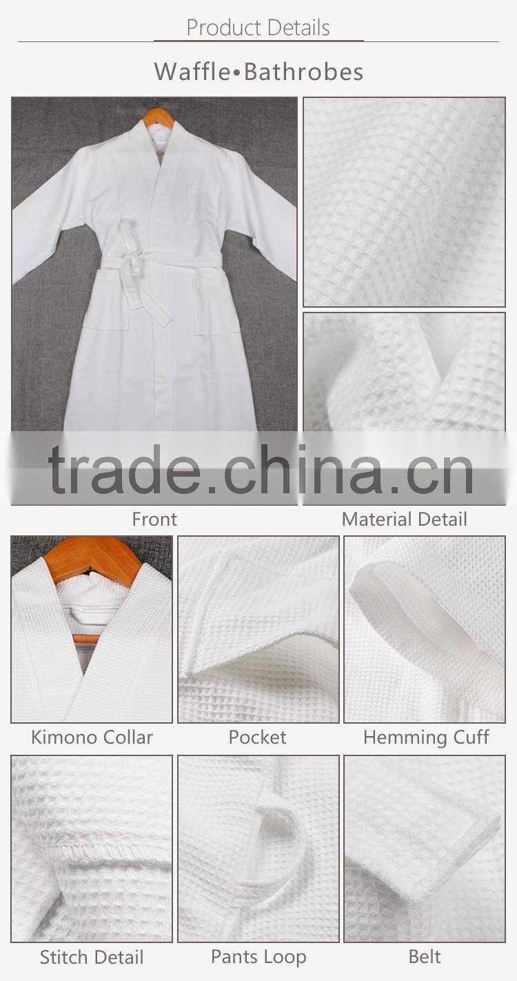 100% cotton cheap white waffle mens hotel bathrobe