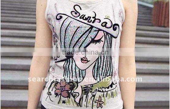 Newest DIY designs hot fix rhinestones motif with cloth motif on garment