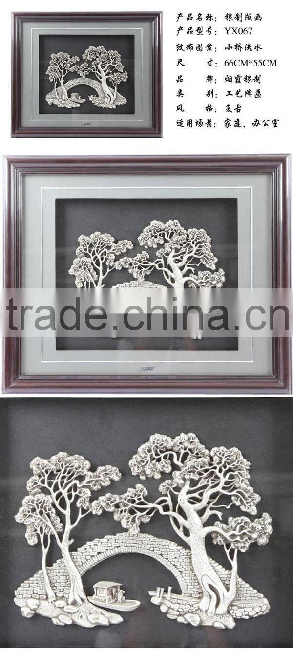 Silver Haze/Silver painted bridges Figure/Featured home silver carved paintings
