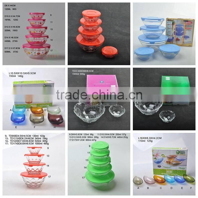 wide mouth kitchenware clear glass food bowl dinnerware