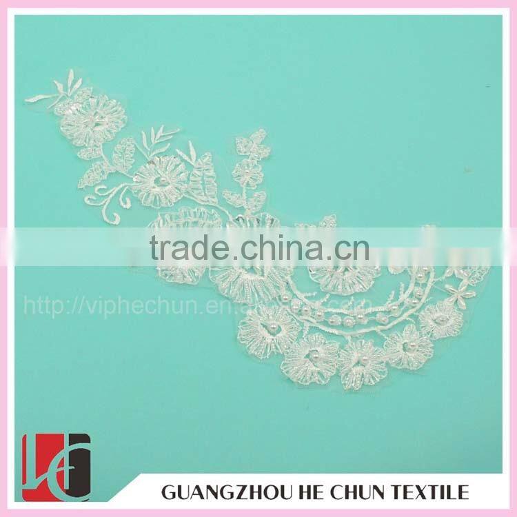 WHH-11 Crochet Polyester Thread Bead Applique Lace for Baby Clothes