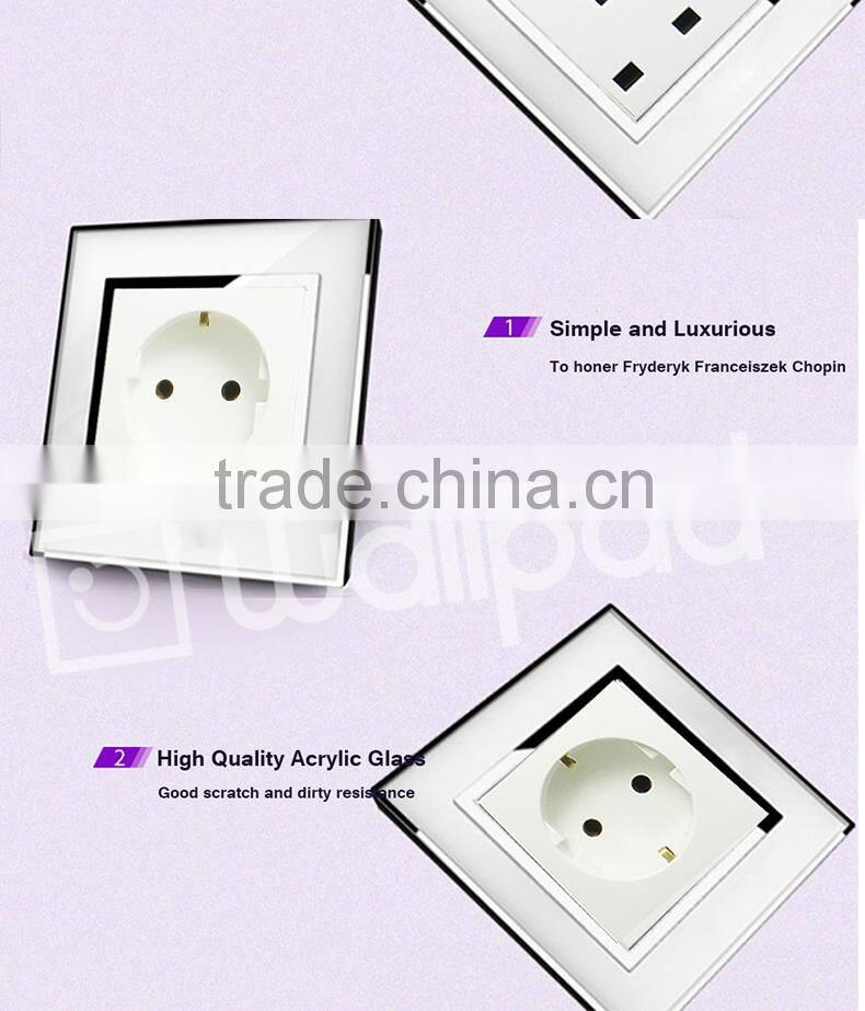 Wallpad White Waterproof Acrylic Glass 110~250V EU UK 1 Gang intermediate switch Power Supply Big Push Button Wall Light Switch
