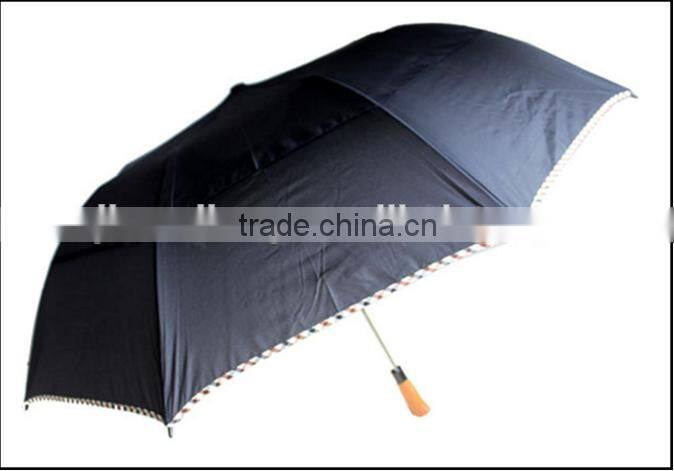 Umbrella Folding Fibereglass ribs vented canopy wood style handle