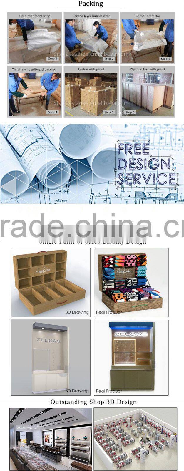 tailor made lighting wooden cabinet display for cosmetic shop