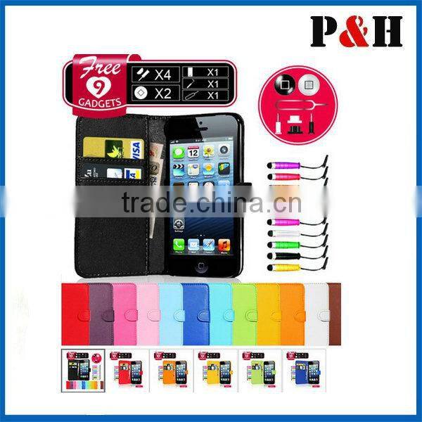 New mobile phone case design Flip Wallet leather case for iphone 5 leather case