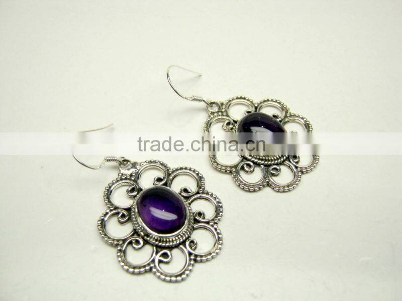 Amethyst & Garnet 925 Sterling Silver Handmade Ring, Gemstone Silver Jewelry, Designer Oxidized Silver Handmade Ring