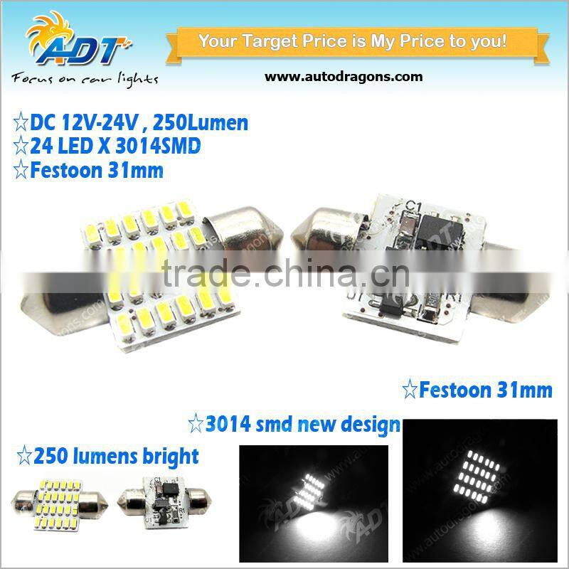 White 24 led 3014 smd festoon interior lamp