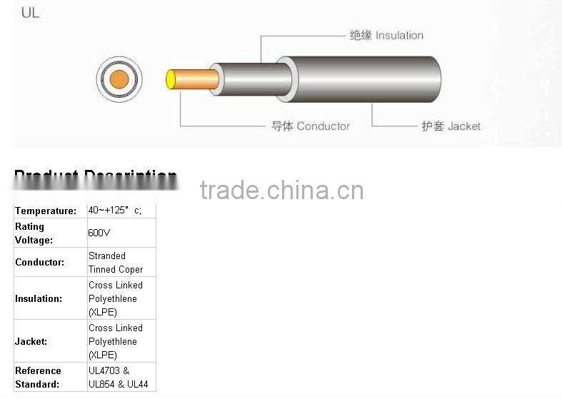 6mm2 PV1-F Wire solar cable UL VDE TUV Approval
