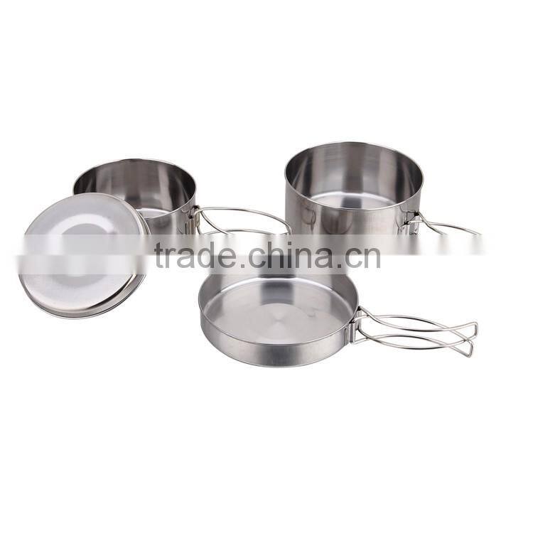 4 pieces of stainless steel metal travel lunch box set & camping cookware