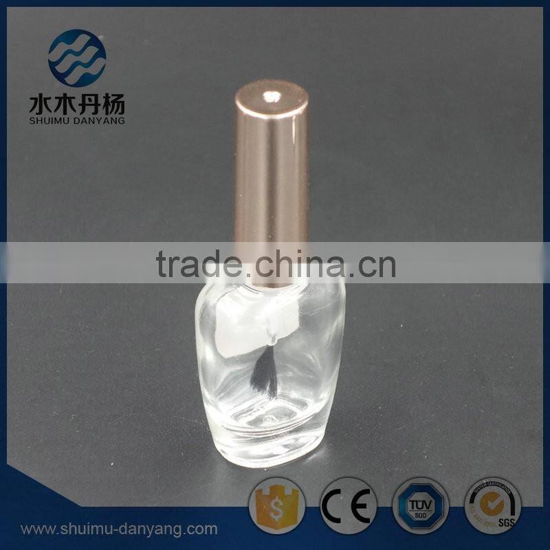 Flat clear cap with brush glass nail polish bottle