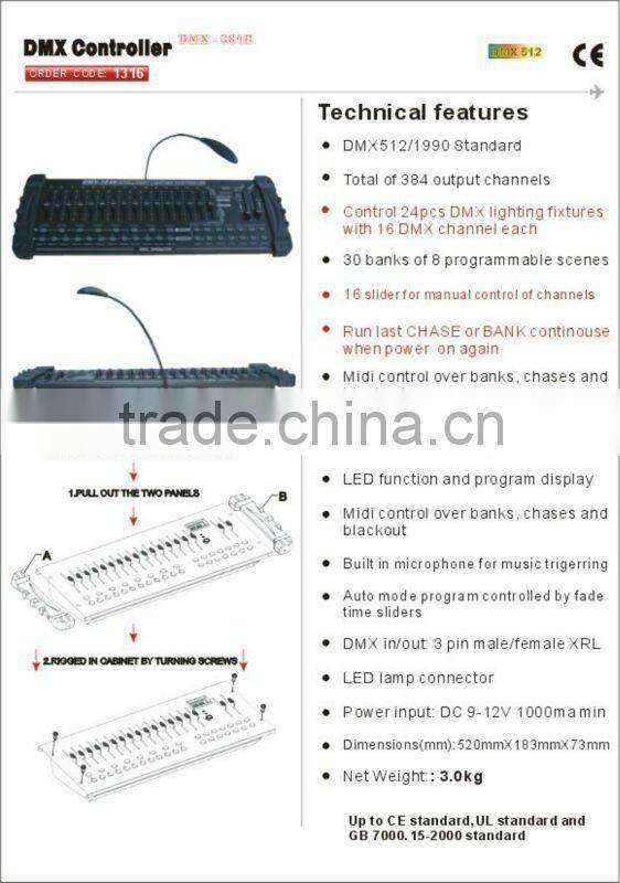 384CH DMX Controller for Professional Stage Lighting