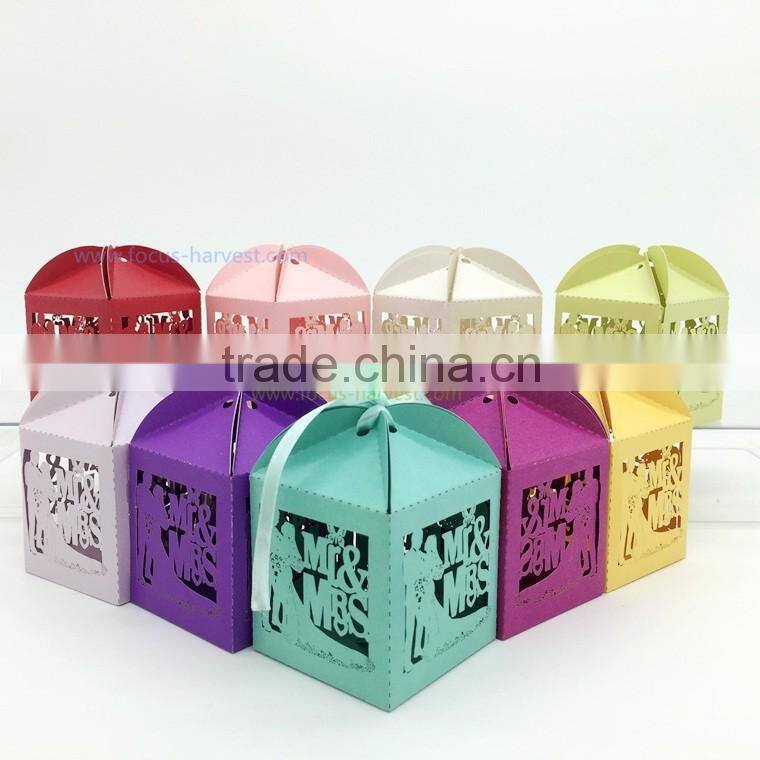C231 2015 New birthday souvenirs wedding favor laser cut bridegroom and bride party candy box gift