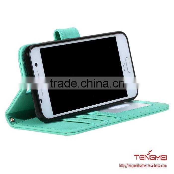 for HTC one A9 soft suede PU leather case, light green wallet case for HTC one A9