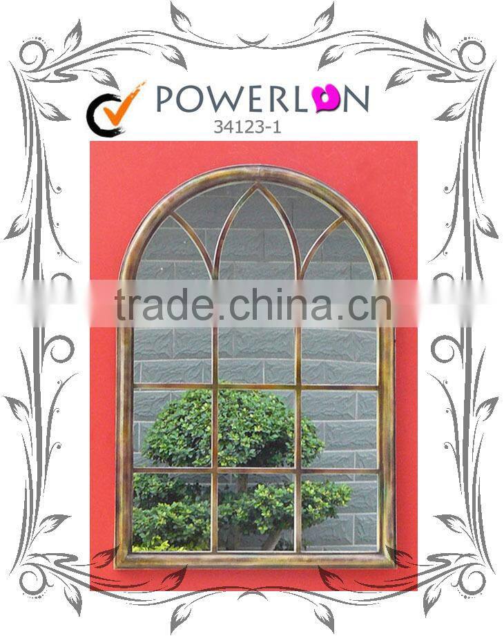 Fashion High Quality Antique Wrough Iron Frame Garden Mirror For Home Decoration Patio PL08-34127