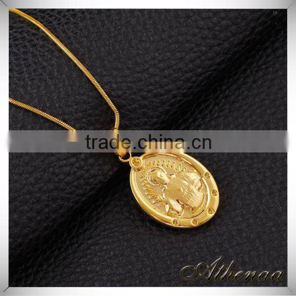 Gold Plated Polished Finish Jewelry Daily Wear Brass Round Pendant