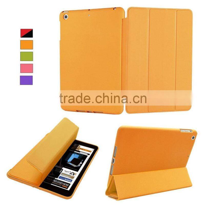 Folder Stand Leather hard Case For iPad Air,inside cover is rubberized PC case