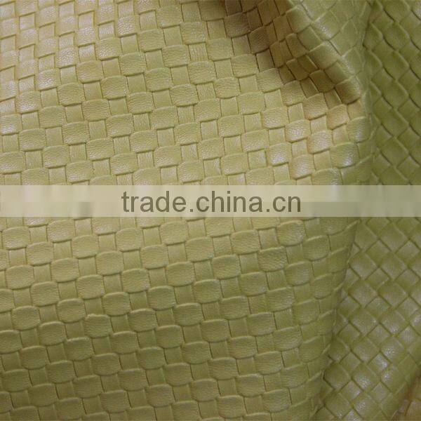 Weave embossed PVC upholstery leather fabric for sofa usage