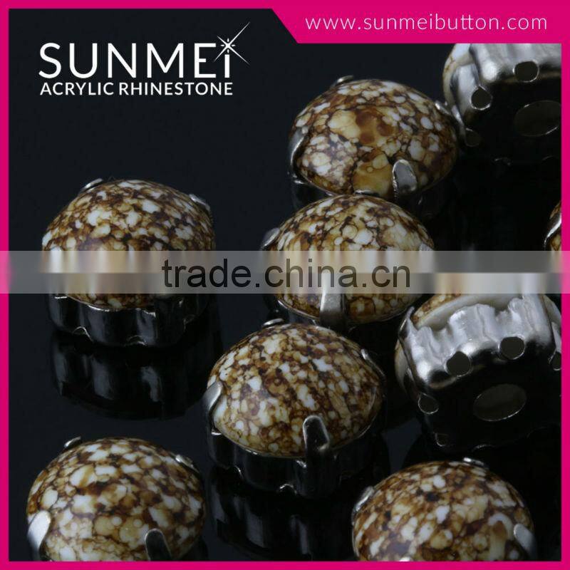 Fancy Brown Color Flat Back Craft Beads with Metal Claws for Sewing