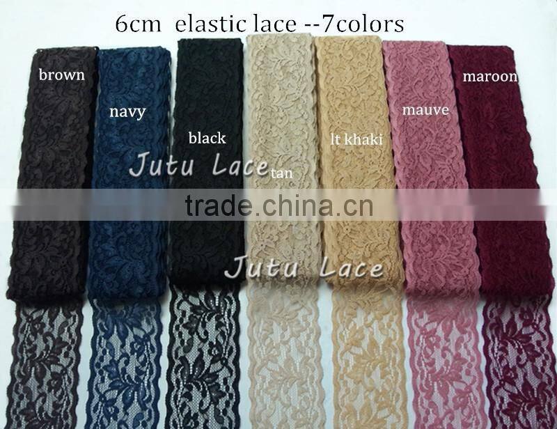 Hot-selling 8cm width lace elastic hair bands -stretchy elastic trim -decorative lace trim