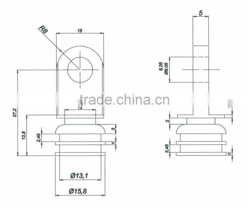 Gas Spring tube connector end cap with metal eye