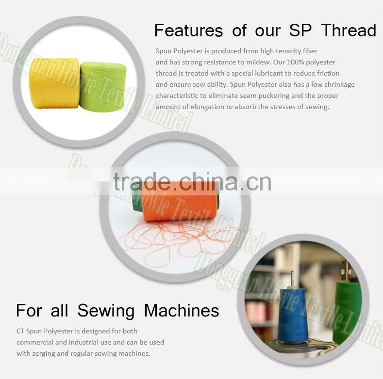 colorful 100% polyester HT sewing thread with bobbin/tube/cone for household