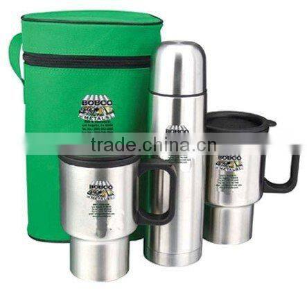 stainless steel mug gift set flask and coggee mugs set in color box