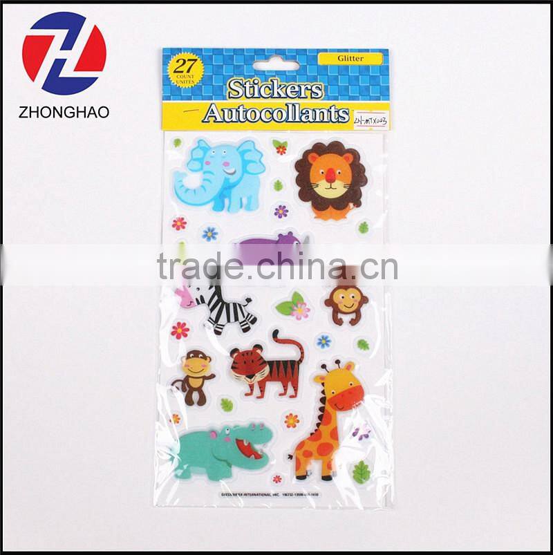 Promotional wholesale custom different animals puffy sticker