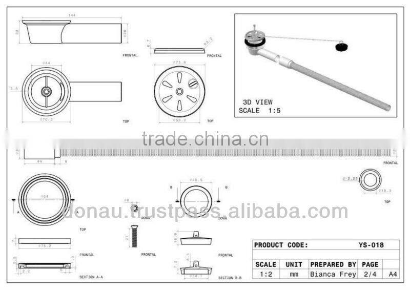 Bathtub Trap with Bras Fuse 50 mm (YP018)