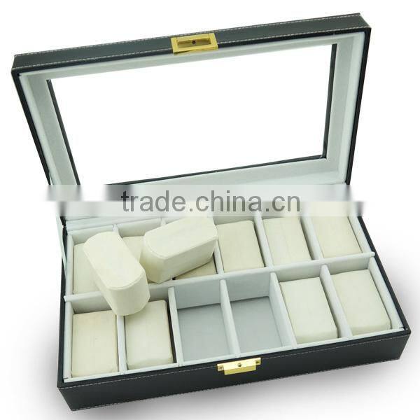 Gift box for watch with buckle lock, fancy PU leather watch box