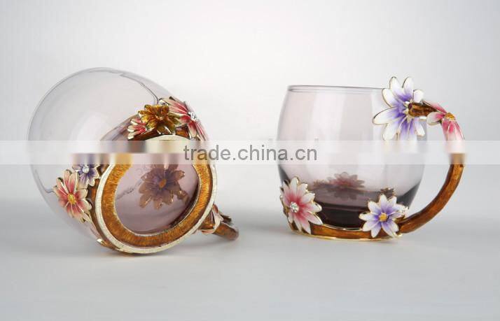 popular daisy design pewter enamel water cup roro brand