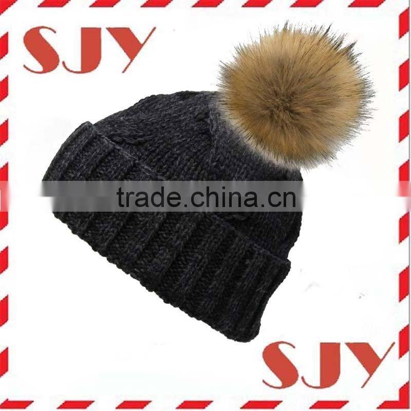 Solid Custom Knitted POM POM Beanie Skull Cap Hat