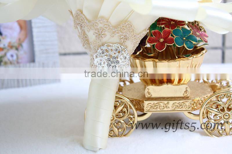 Luxurious White Satin Pearls Jewel Bouquet Bridal Bouquet Bridesmaid Bouquet