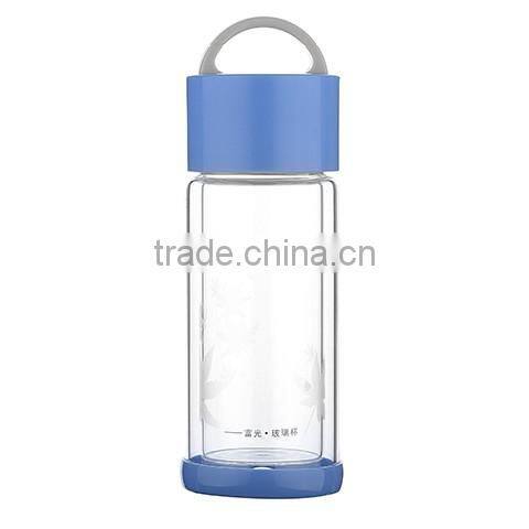200ml Hot Sale Double Wall Insulated Tea Cup Water Bottle Glass Bottles for Tea With Handle Wholesale