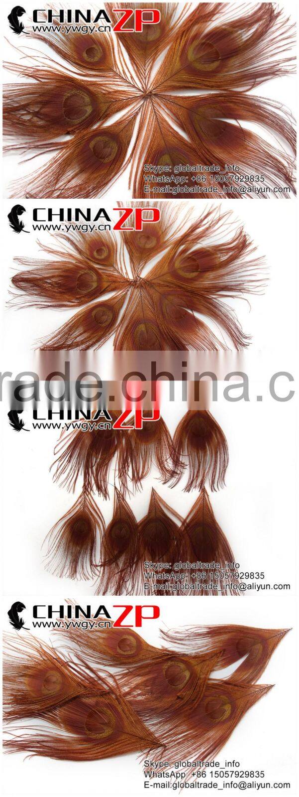 CHINAZP Factory Bulk Sale Top Selling Dyed Brown Trimmed Short Peacock Feathers for Clothes Accessories
