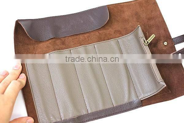 Boshiho small portable rolling leather pen pouch