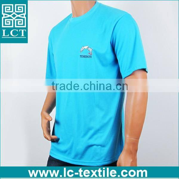 Hot China Products blue color embroidered cotton plain tshirt