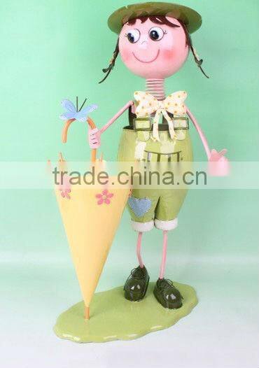 metal doll with flower used for home decor