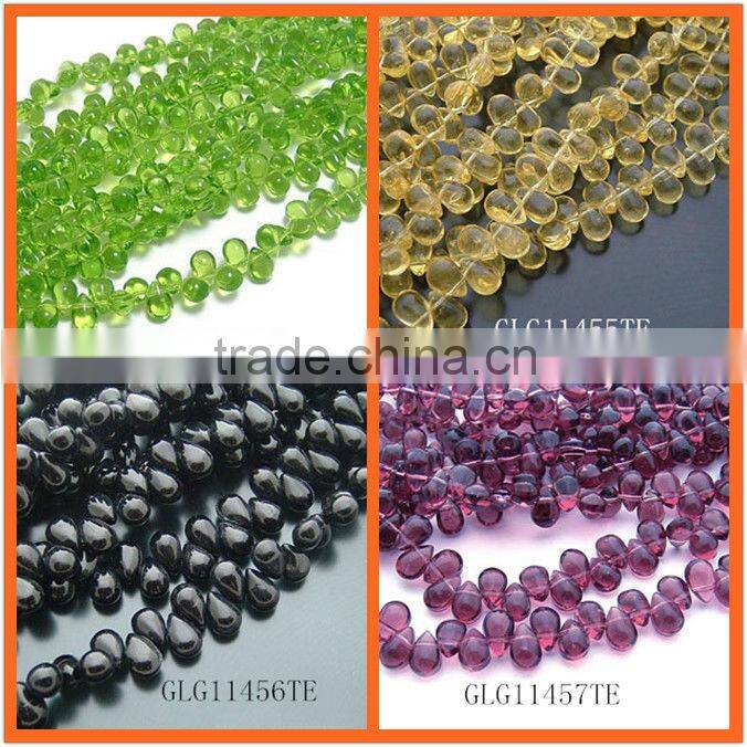 Fashion Bead glass spring green 6x9mm top-drilled teardrop