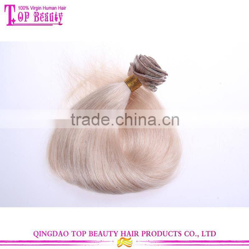 High quality best price honey blonde brazilian clip in hair weave color 613 blonde clip in hair clip in extensions
