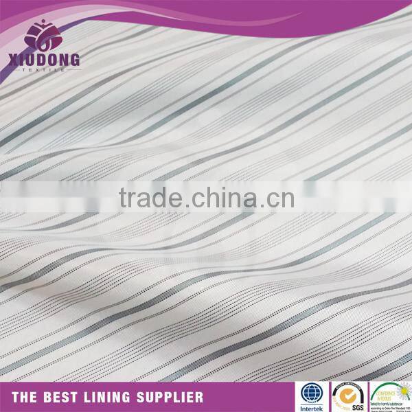 China factory textile taffeta 100% polyester white Lining stripe fabric