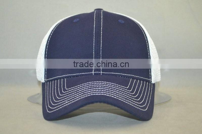Navy cotton with white mesh cap flex fit style 6panels baseball cap