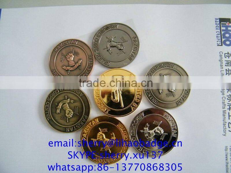2016 High quality metal brass/copper 3D badge coins tokens for souvenir