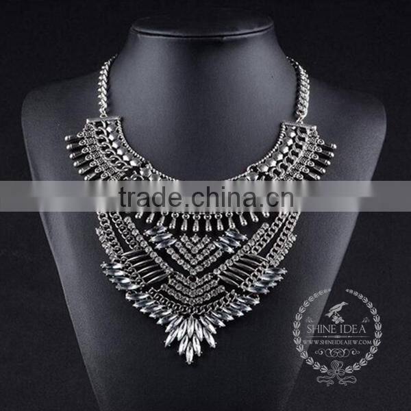 high quality vintage rhinestone chunky statement necklace tin alloy fashion women pendant necklace 6390146