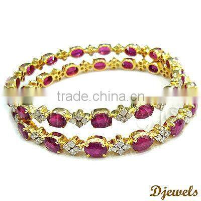 Ruby Diamond Bangles, Gold Bangles, Bangles Jewelry