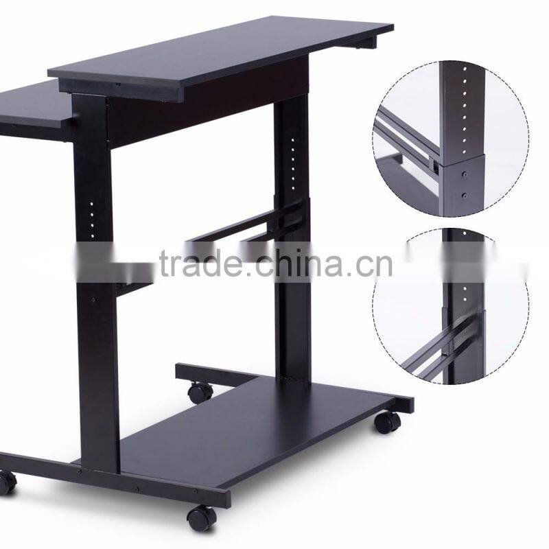 Low Price Easy Assembly Mobile High Standing Computer Desk with Wheels
