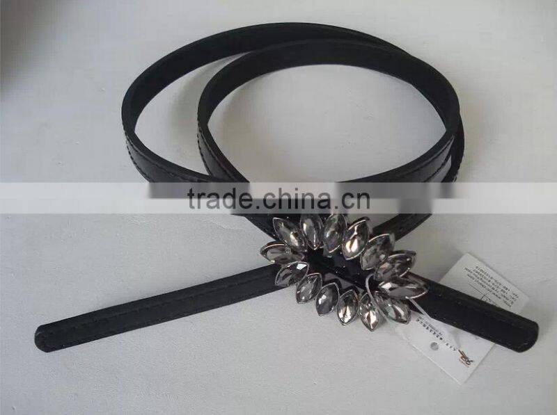 FASHION RETRO WOMEN GIRLS DIAMOND BUCKLE THIN WAIST BELT
